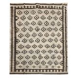 Large Neutral Wool Kilim Rug, Handmade Geometric Tribal Flatweave 294x259c