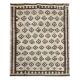 Grand tapis Kilim en laine neutre, tissé à plat géométrique tribal fait main 294 x 259 cm