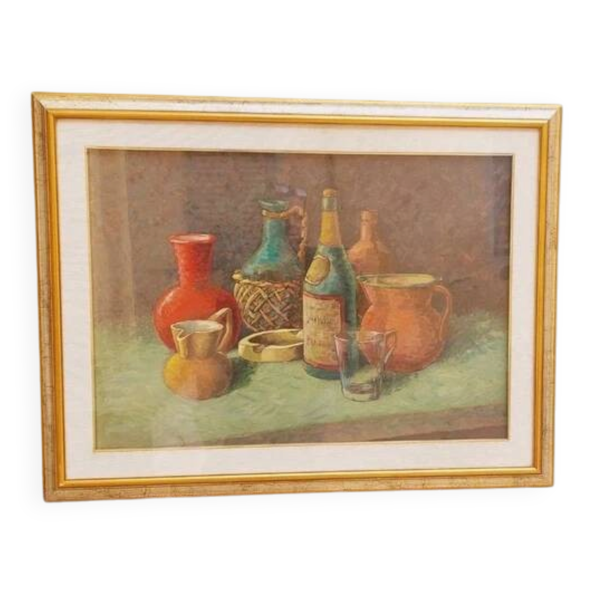 Dipinto Huile Sur Toile Nature Morte S. Piancaldi 50x70 Années 60/70