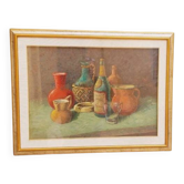 Peinture, huile sur toile, nature morte S. Piancaldi, années 60-70