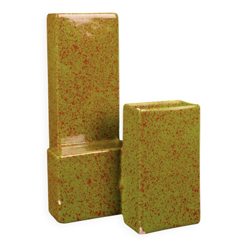 Geometric Twin-Column Ceramic Vase Space Age, Italy 1970
