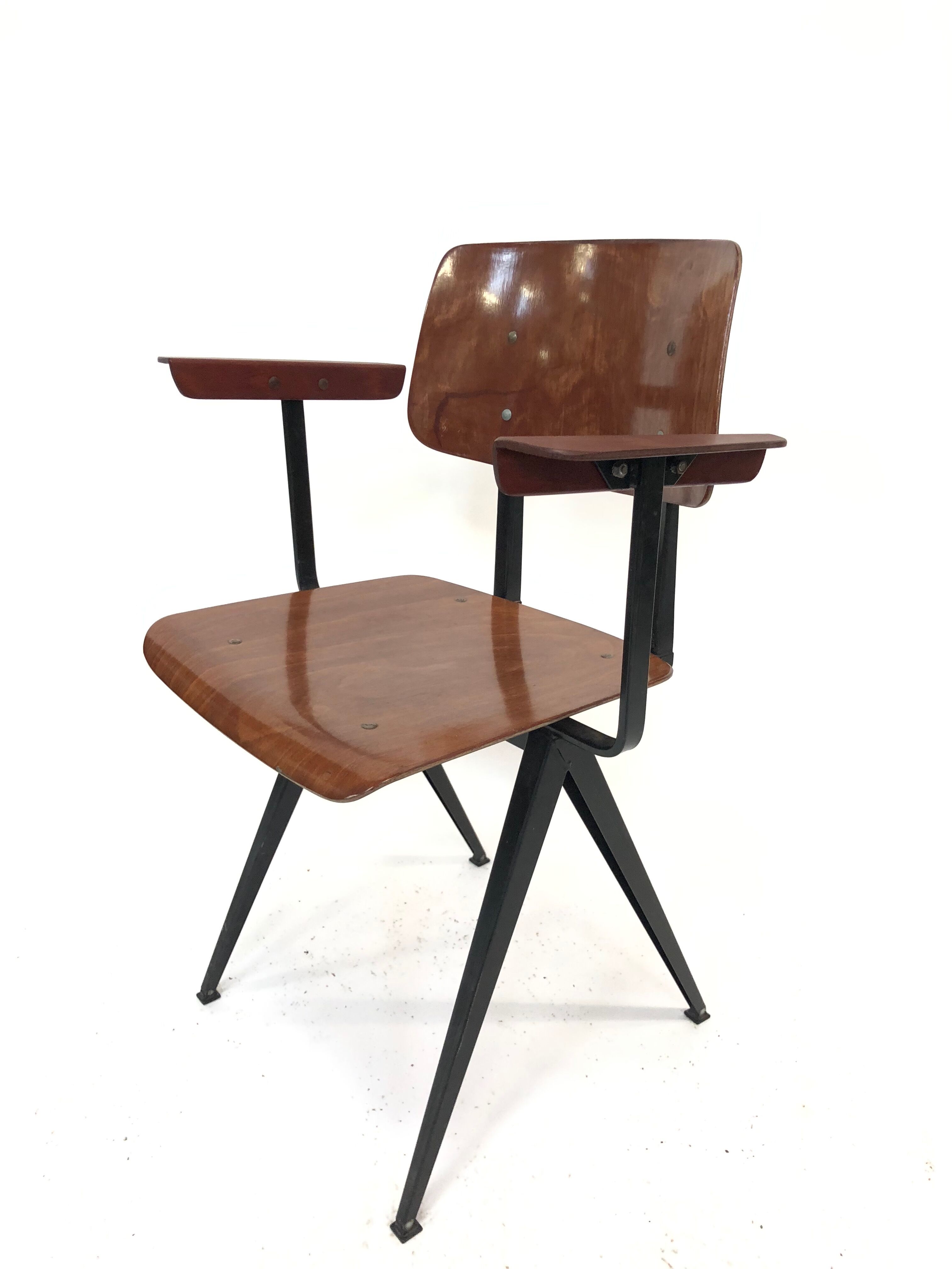 Vintage Galvanitas S16 school Chair with armrests and compass of the 1960s