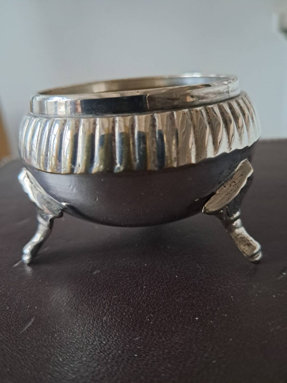 Vintage silver metal tripod salt shaker