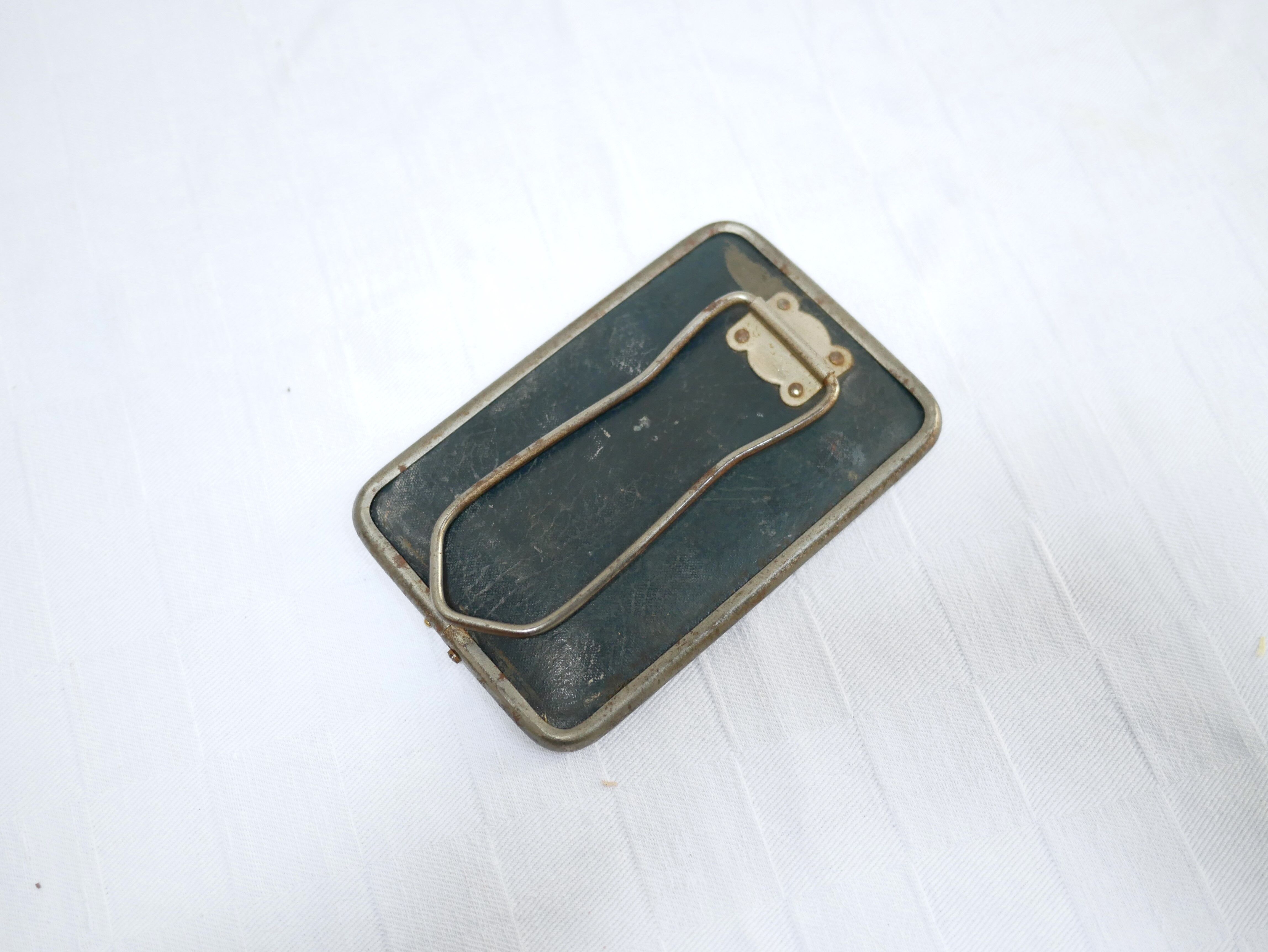 Vintage beveled barber mirror to pose or hang 15cm x 10cm