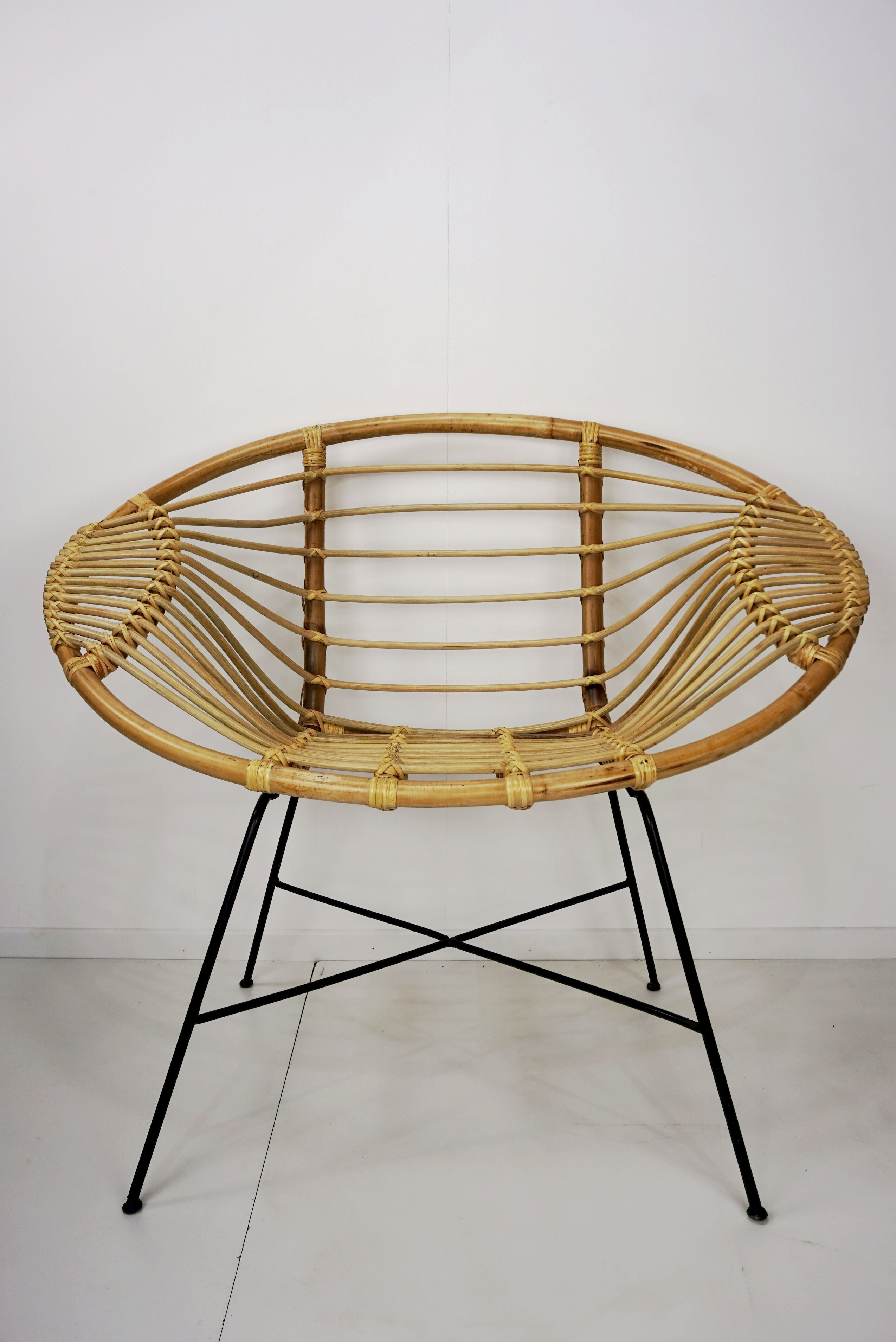 Rattan and metal chair