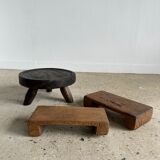 Mini Asian teak side stool blonde