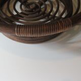 Round coffee table in bamboo, rattan, manou, Italy 1970