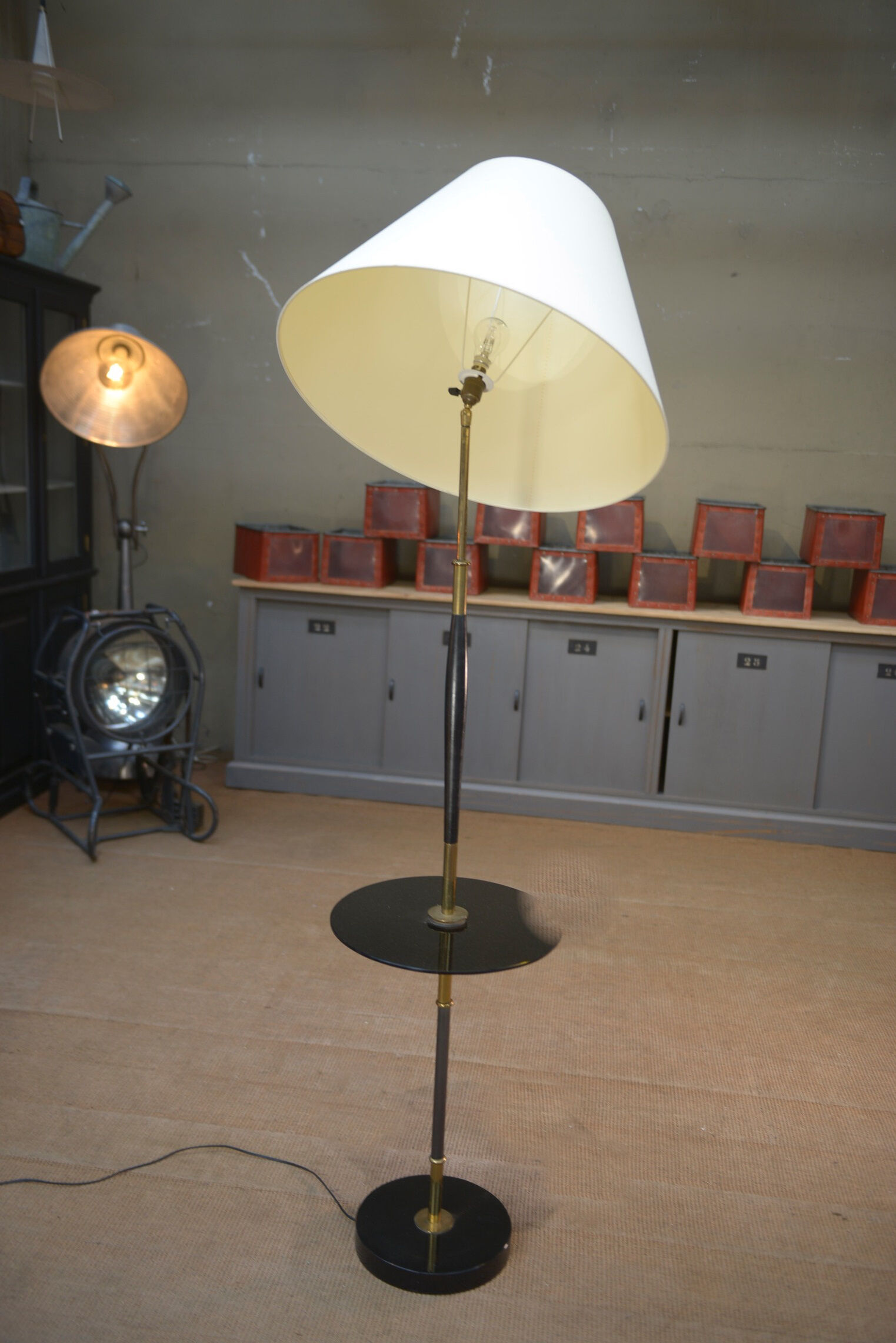Vintage opaline and glass floor lamp 1960