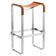 Bar Stool with Aged Silver Steel and Natural Tobacco Saddle Leather Contemporary Style