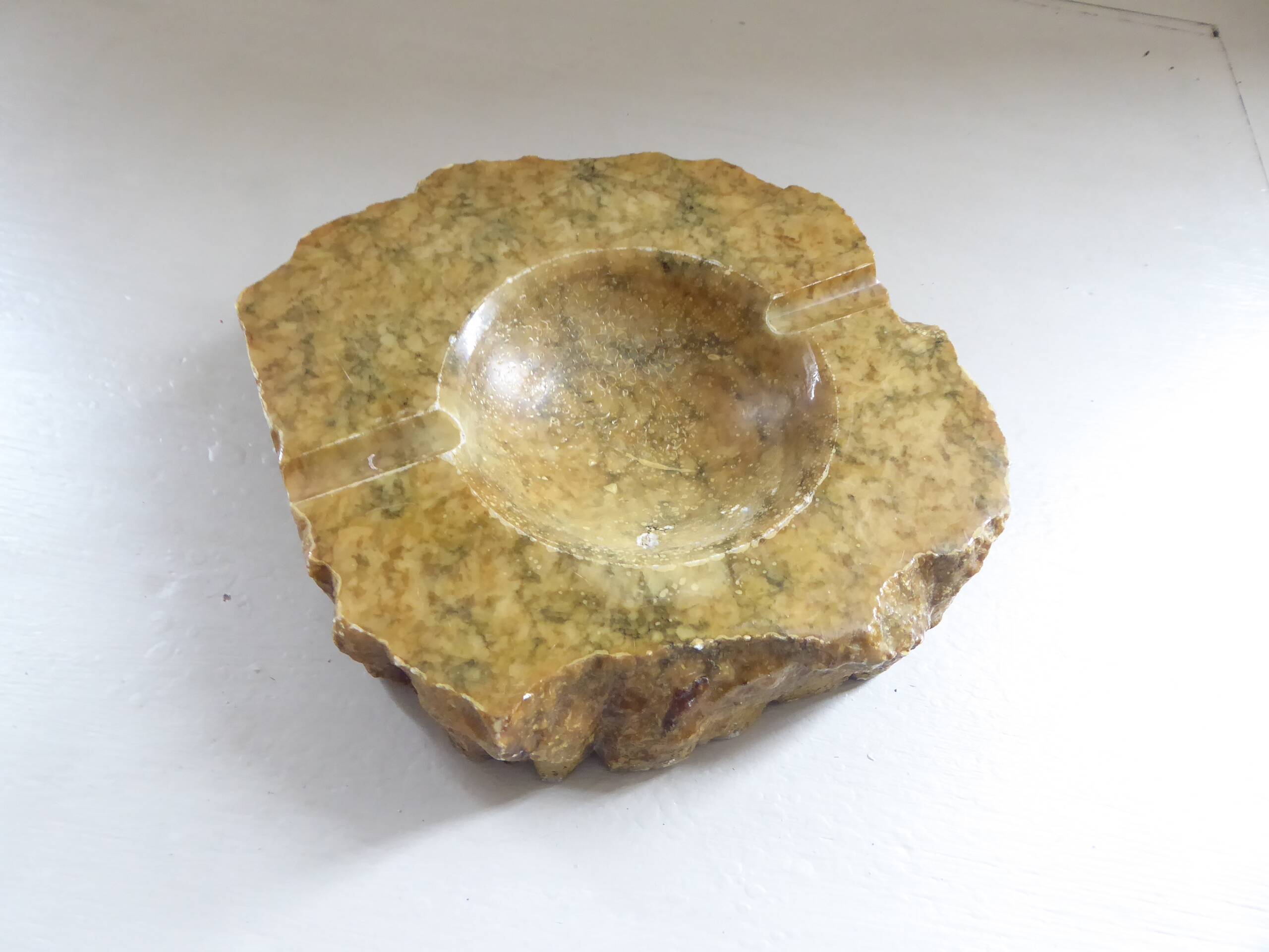 Imposing vintage alabaster ashtray