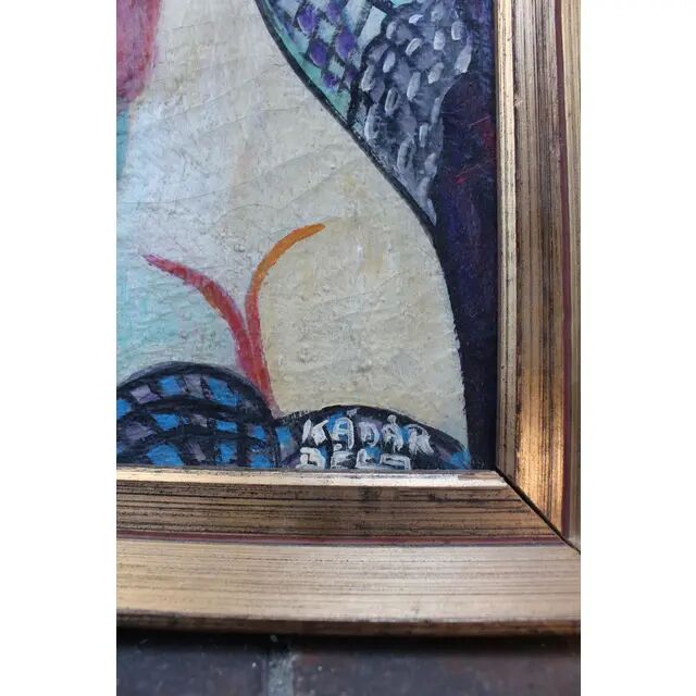 Modern Hungarian oil painting from the 1930s, tribute to Béla Kádár, nude female frame.