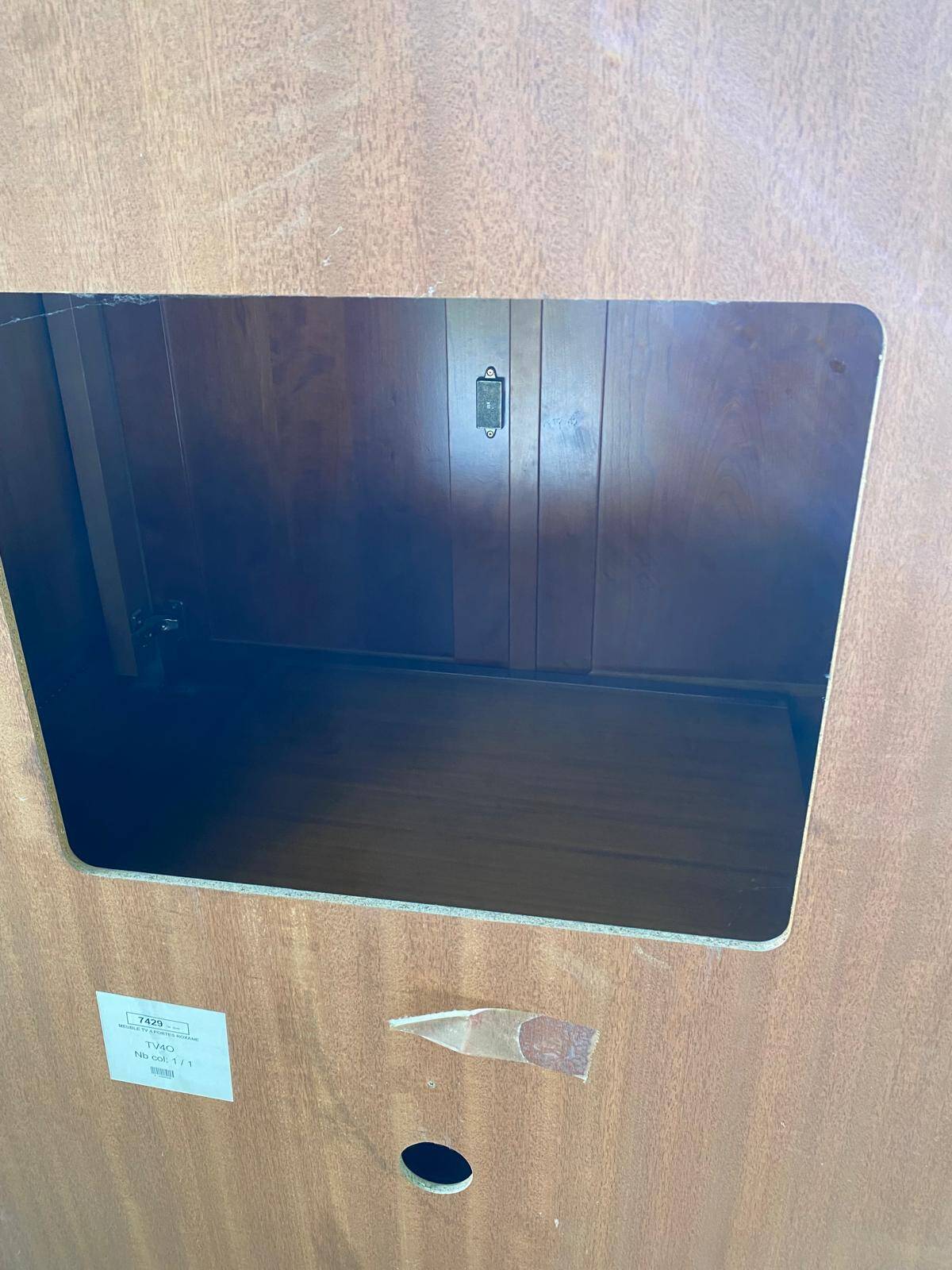 Armoire meuble tv bonnetière en merisier massif 80s