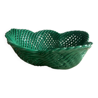 Green woven ceramic fruit basket