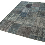 Hand-knotted oriental overdyed 170 cm x 242 cm grey patchwork carpet