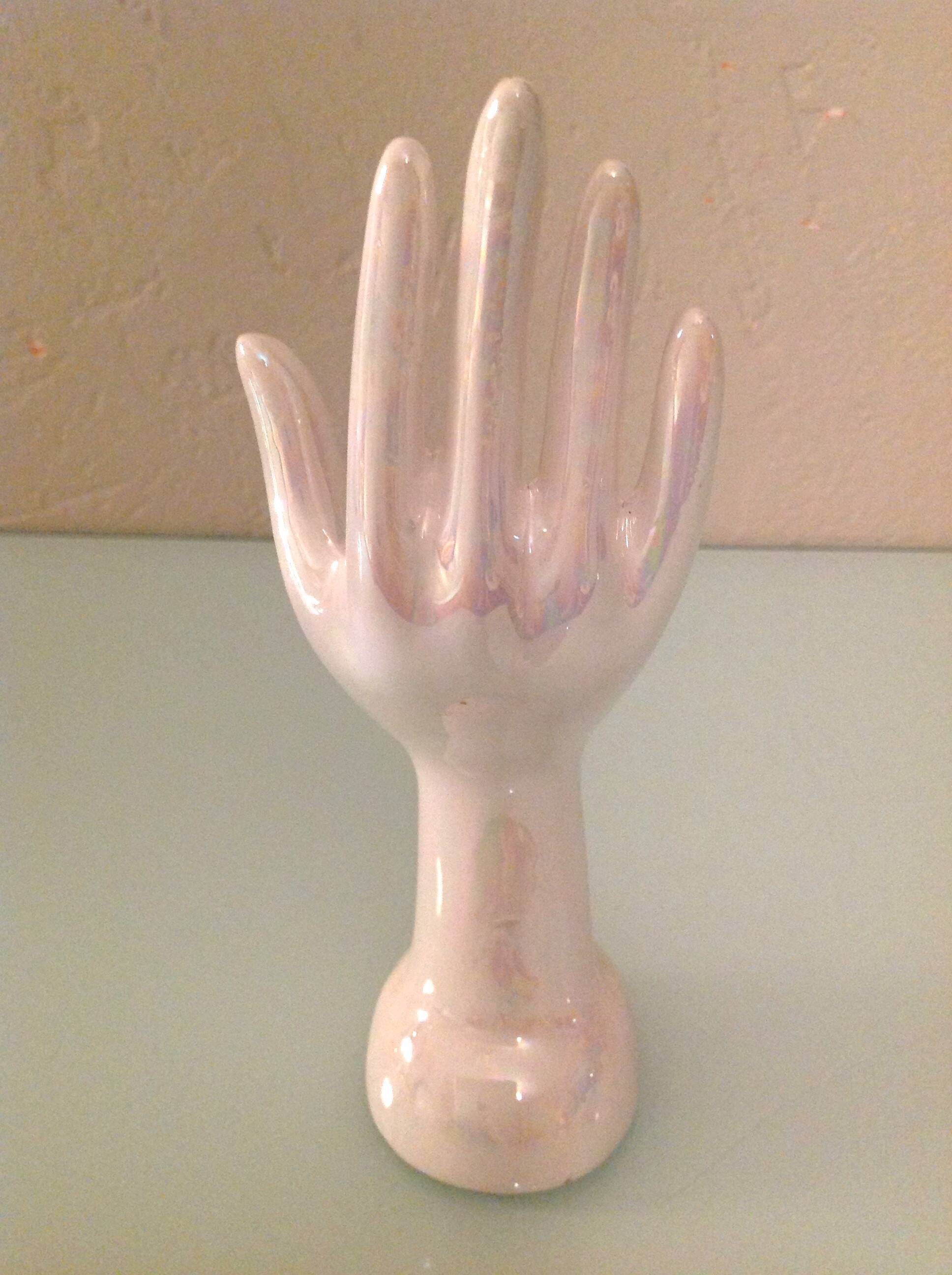 Handmade white ceramic ring holder / vintage 60s-70s