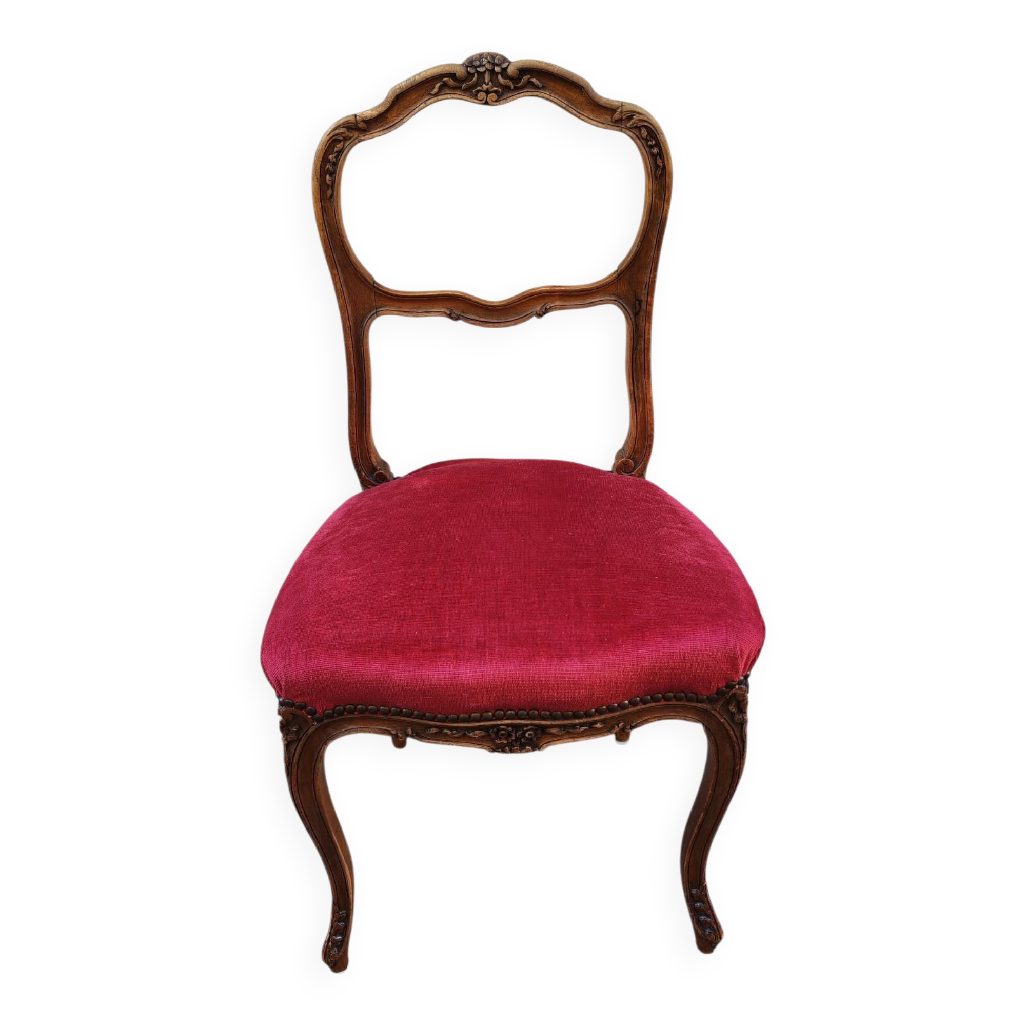 Louis XV style walnut bedroom chair, circa 1900.