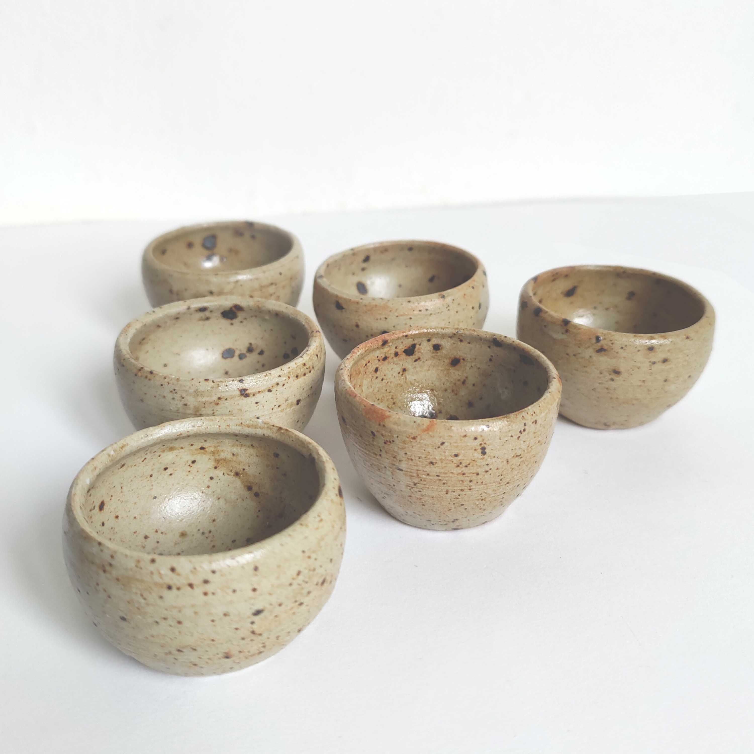 Set of 6 vintage stoneware egg cups