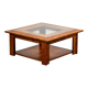 Walnut burl and glass coffee table circa 1980