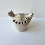Zoomorphic flower pick in cream-colored glazed stoneware - les argonautes