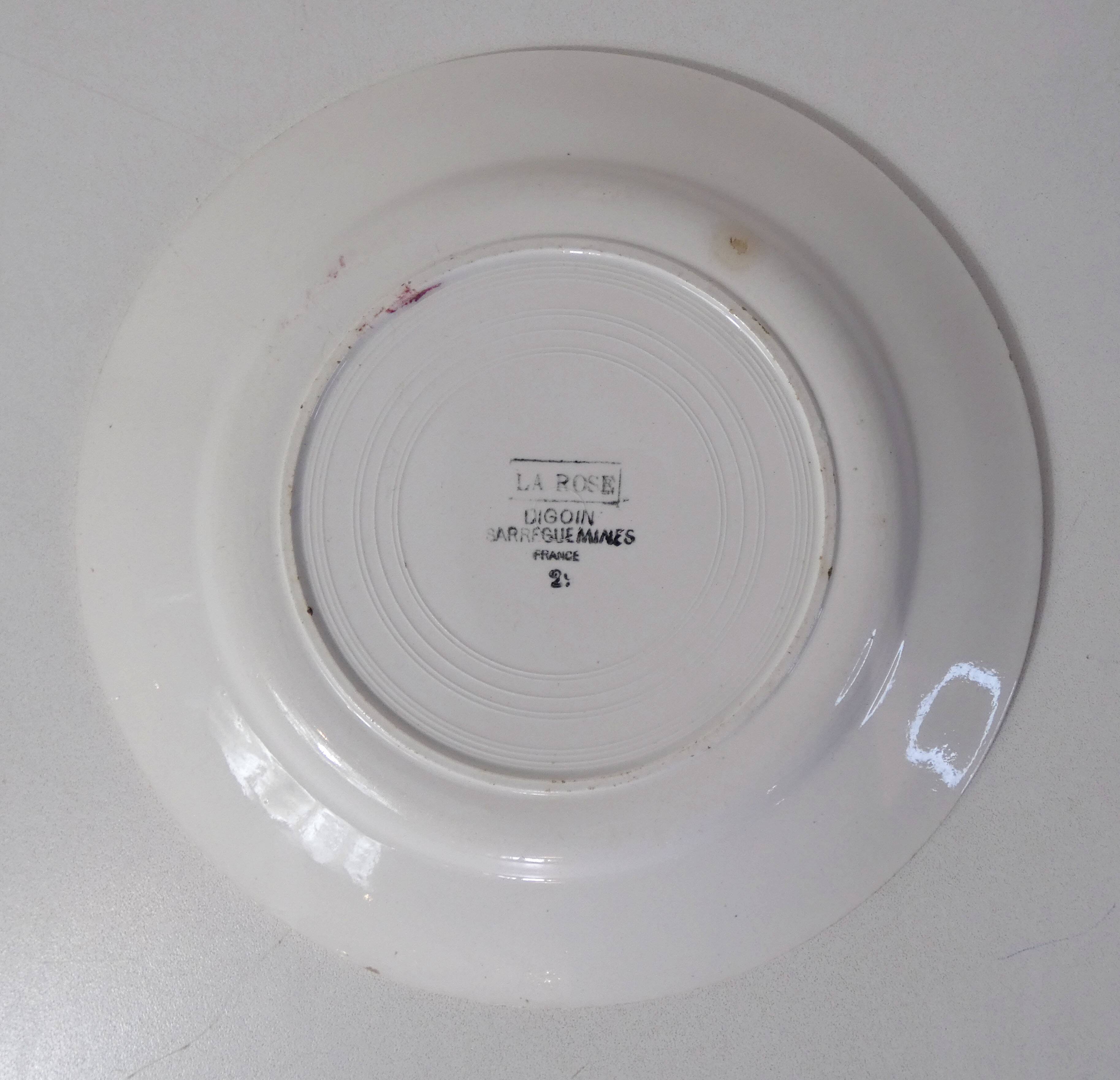 Digoin sarreguemines 2 flat plates la rose