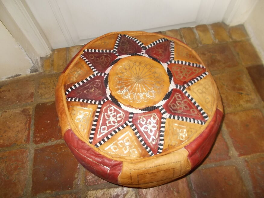 Pouf marocain vintage en cuir | Selency