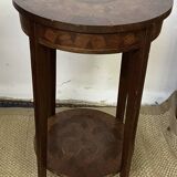 Round pedestal table / side table in wood marquetry