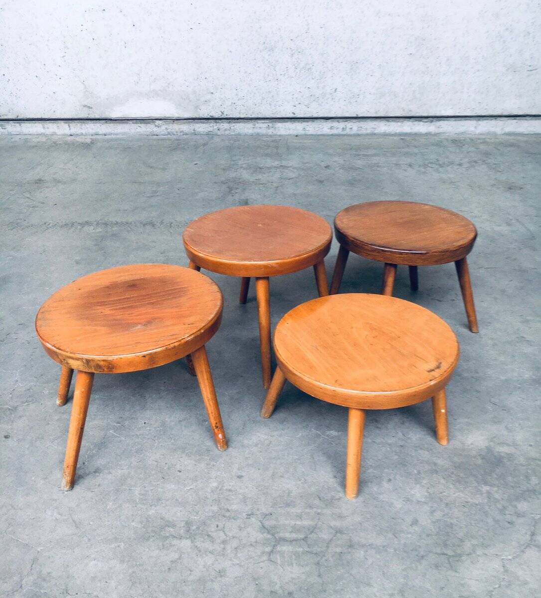 Mid-Century Low Side Table Set, Belgium, 1950s, Set of 4