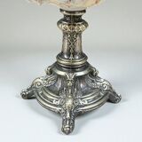 XXL large giant clam shell (Tridacne) on a silver-plated metal base, late 19th century