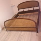 Two-seater vintage rattan bed 140 x 200 cm