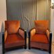 Fauteuil club bois et velour