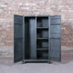 Industrial storage cabinet with 2 brushed steel swing doors, circa 1950