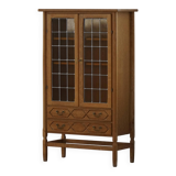 Danish oak display cabinet from the mid-century modern period with leaded glass, 1960s.