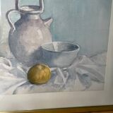 Watercolor still life under glass