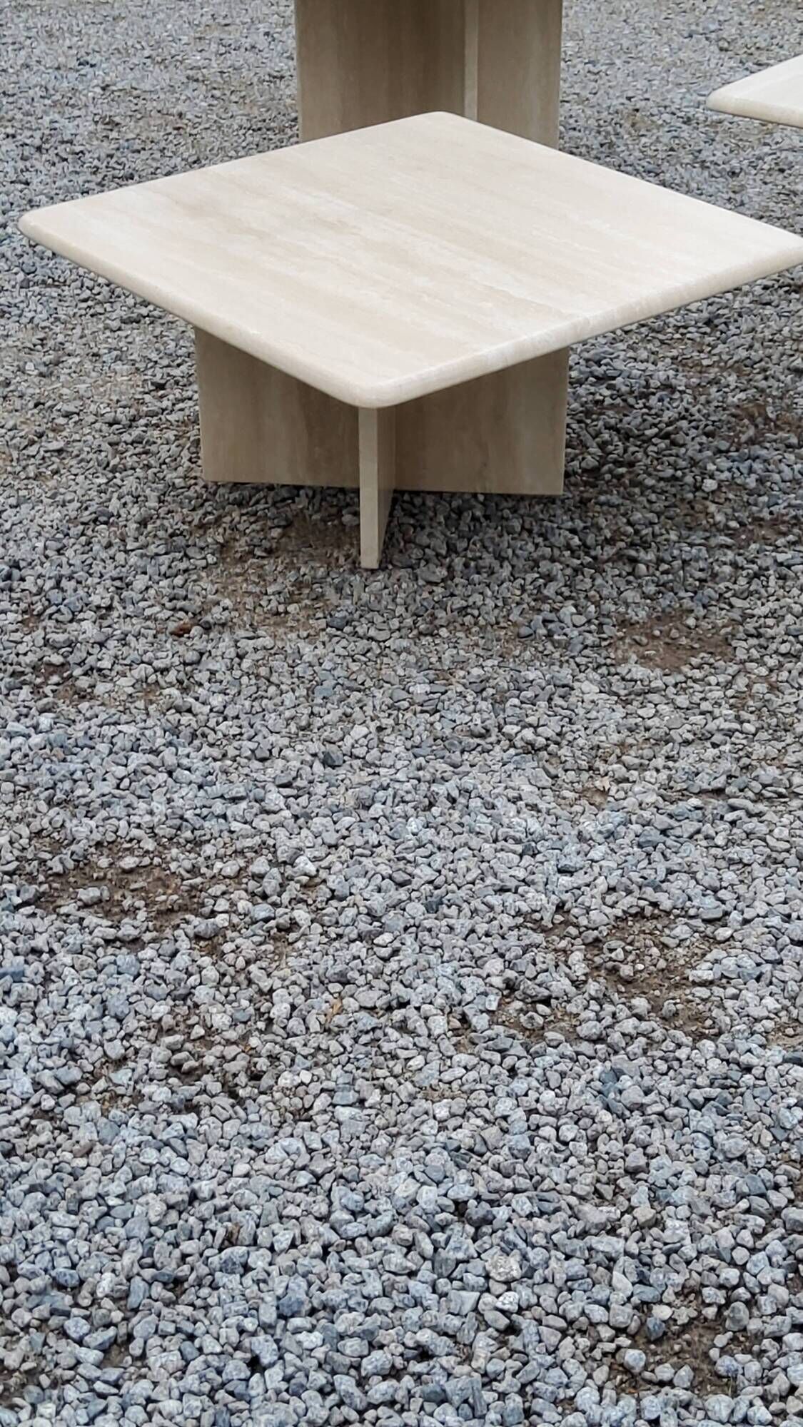 Set of 3 travertine trundle coffee tables from the 70s