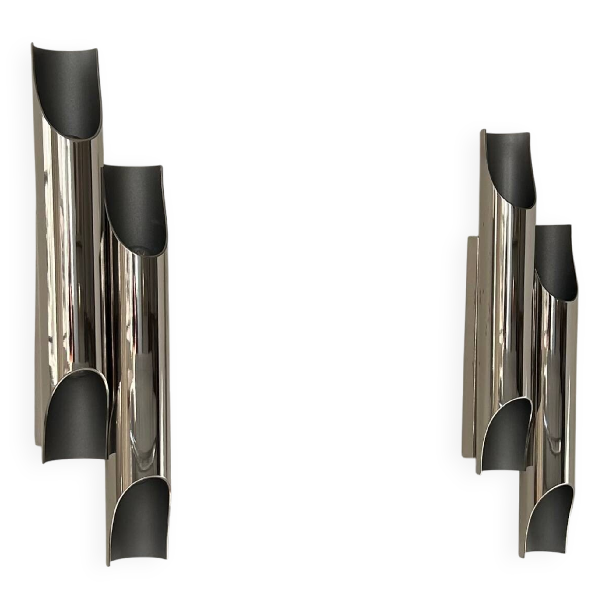 Pair of vintage double wall lights, chrome metal, Delightfull Galiano