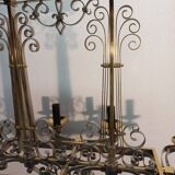Important gilded brass chandelier circa 1940