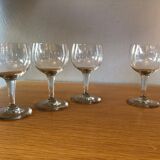 4 wine glasses balloon blown glass