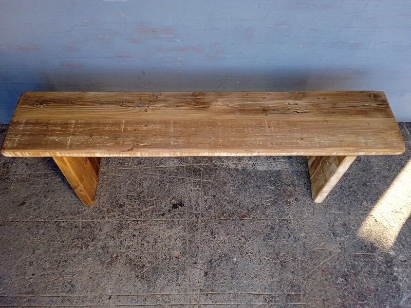 Old patinated solid wood bench 140cm