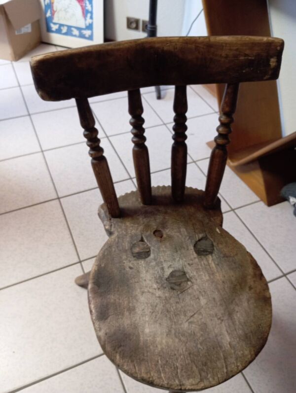 Chaise d'Appoint Tripode en Bois, 19ème Siècle