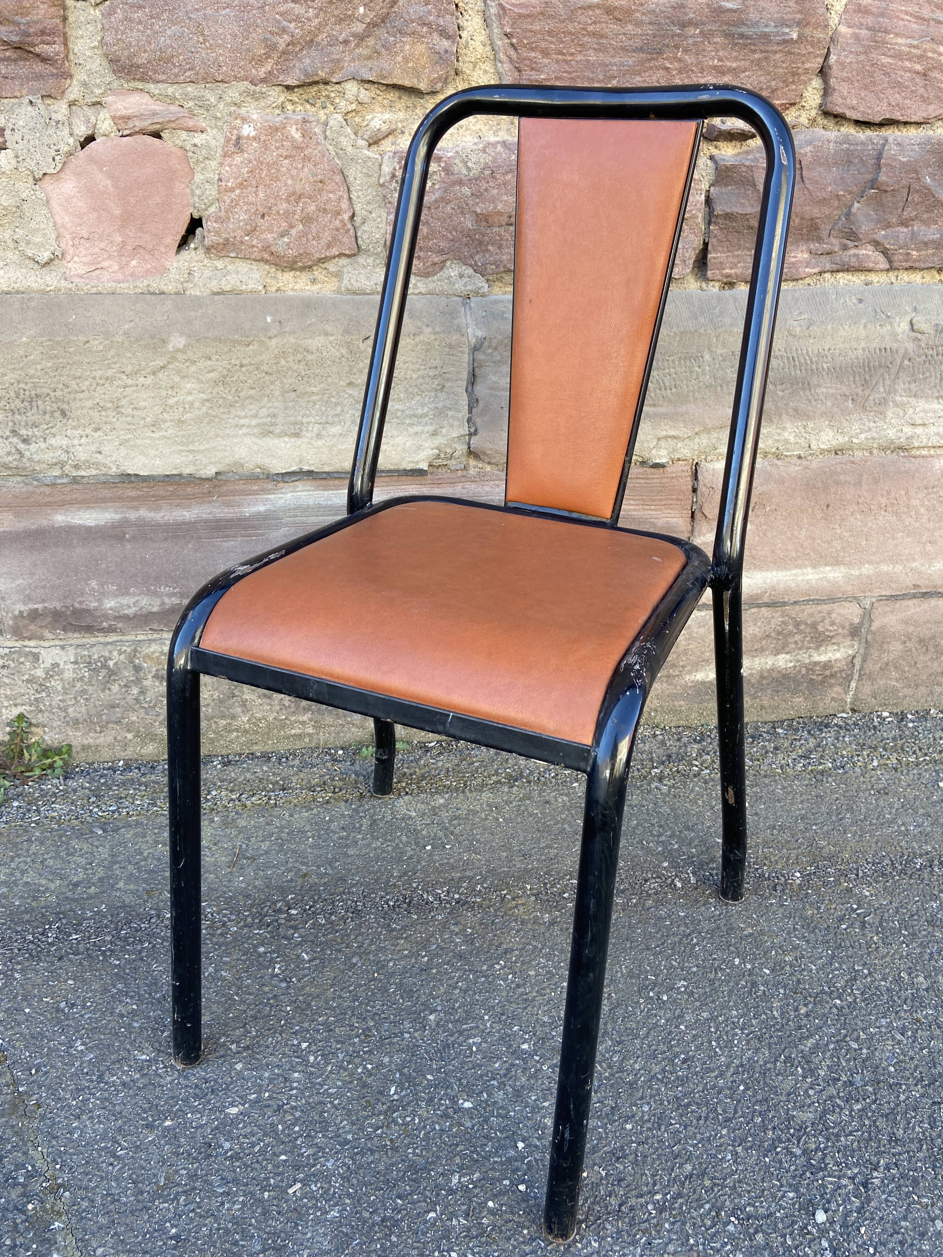 Vintage school chair faux leather 1960