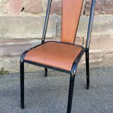 Chaise d'école vintage simili cuir 1960