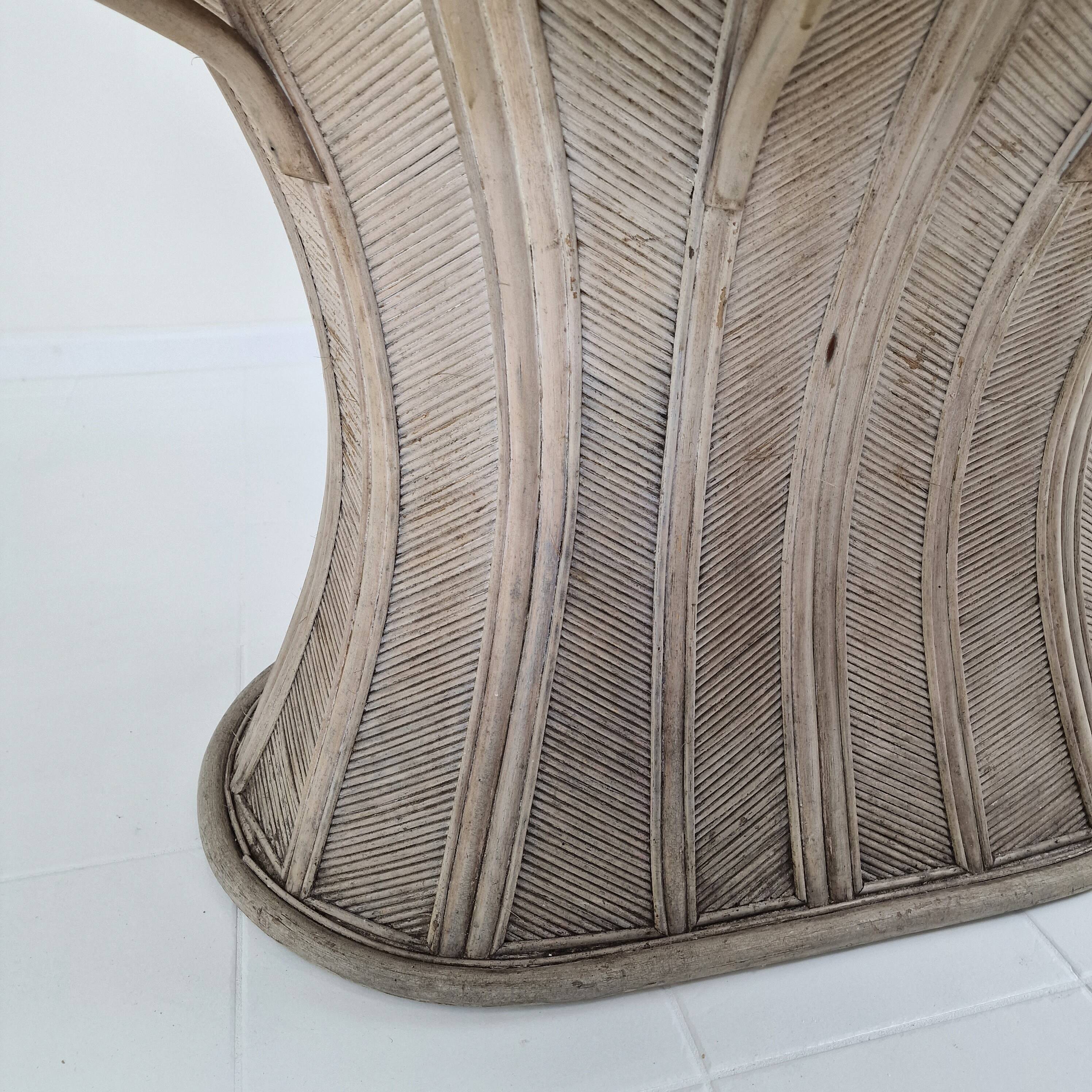 Vintage Oval Bamboo and Rattan Dining Table Base, France 1980's