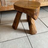 Brutalist tripod stool in Olivier wood, design 50/60