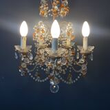 Two-tone crystal cage chandelier from the 1900s