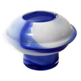 White and Blue Cased Murano Glass Vase "Wave" by Carlo Moretti, Italy