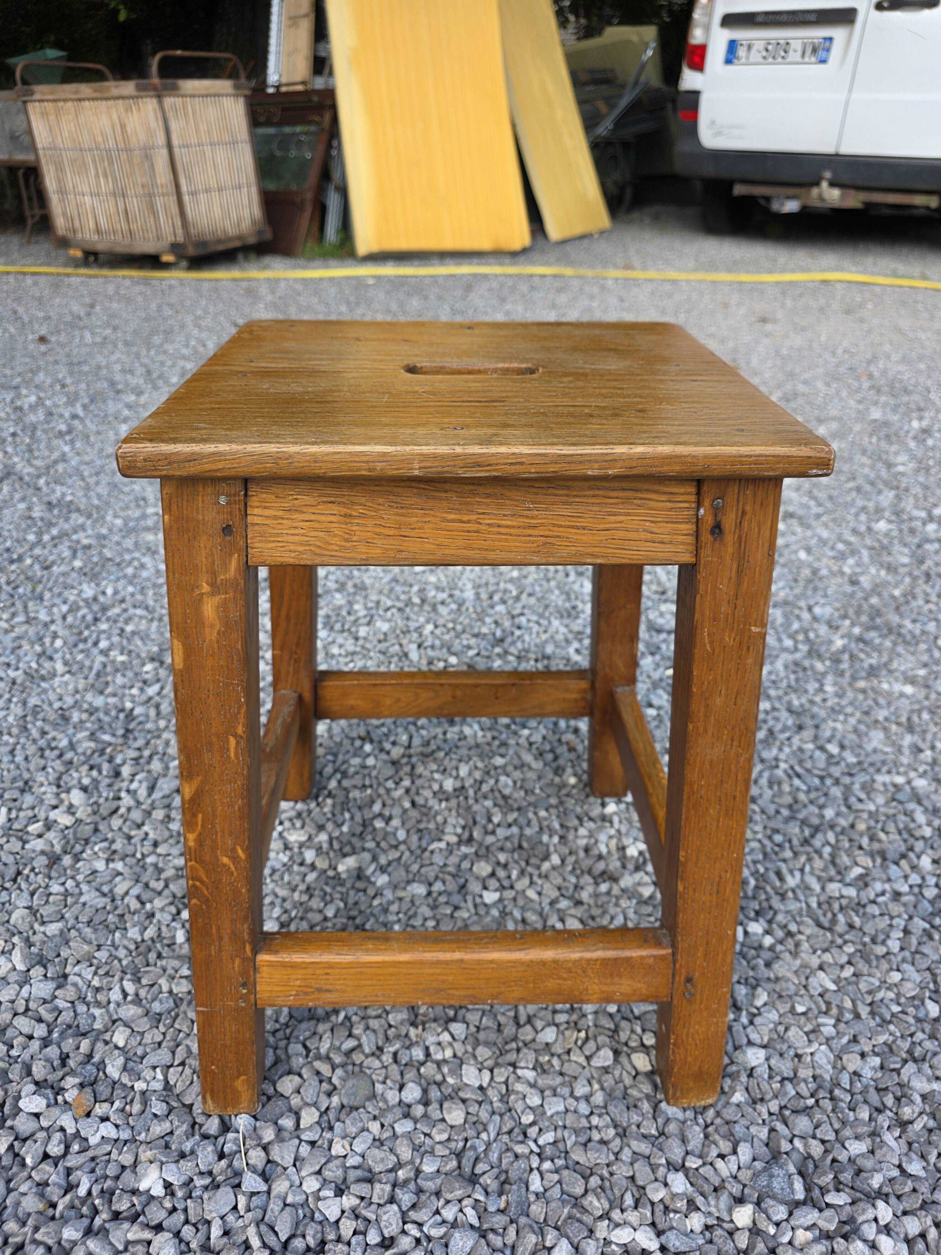 Pair of low stools in solid oak