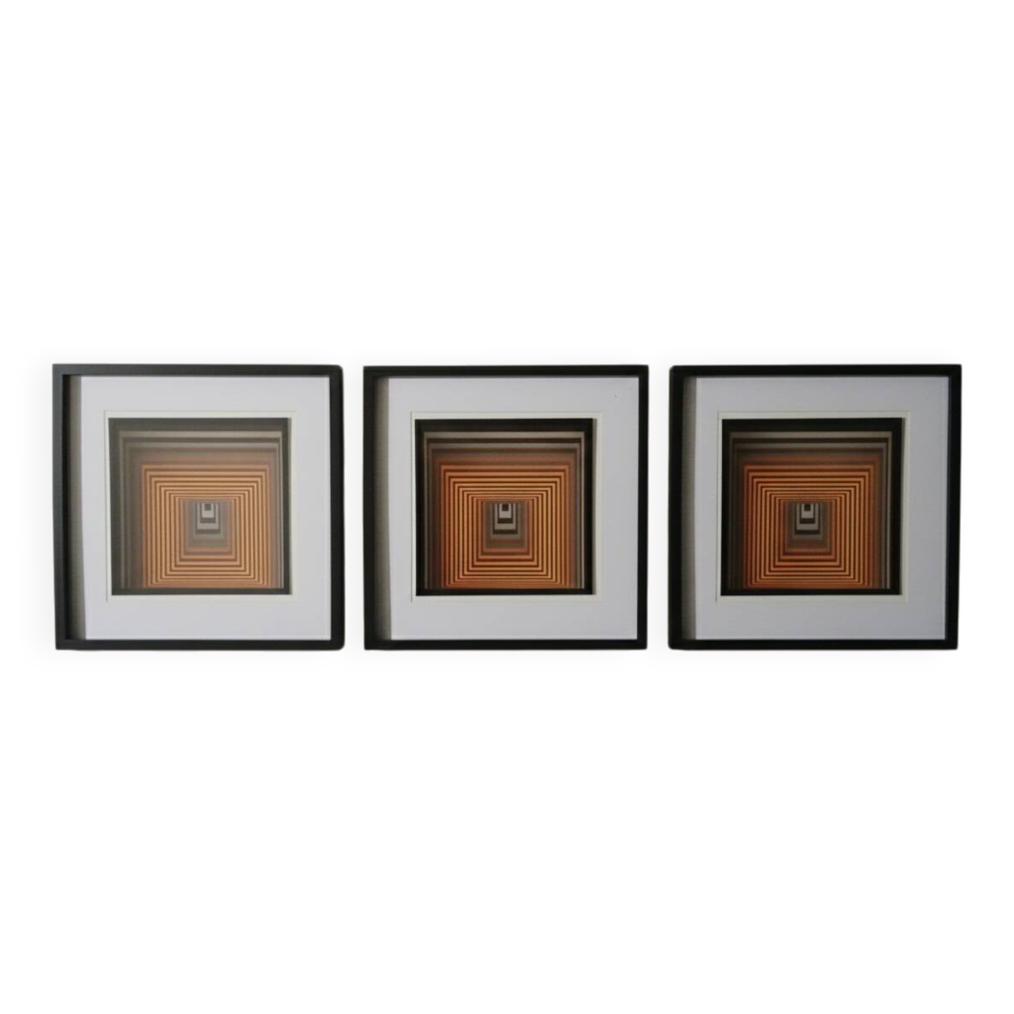 Triptych Vintage Optical Art Table - Victor Vasarely - Frames 40x4