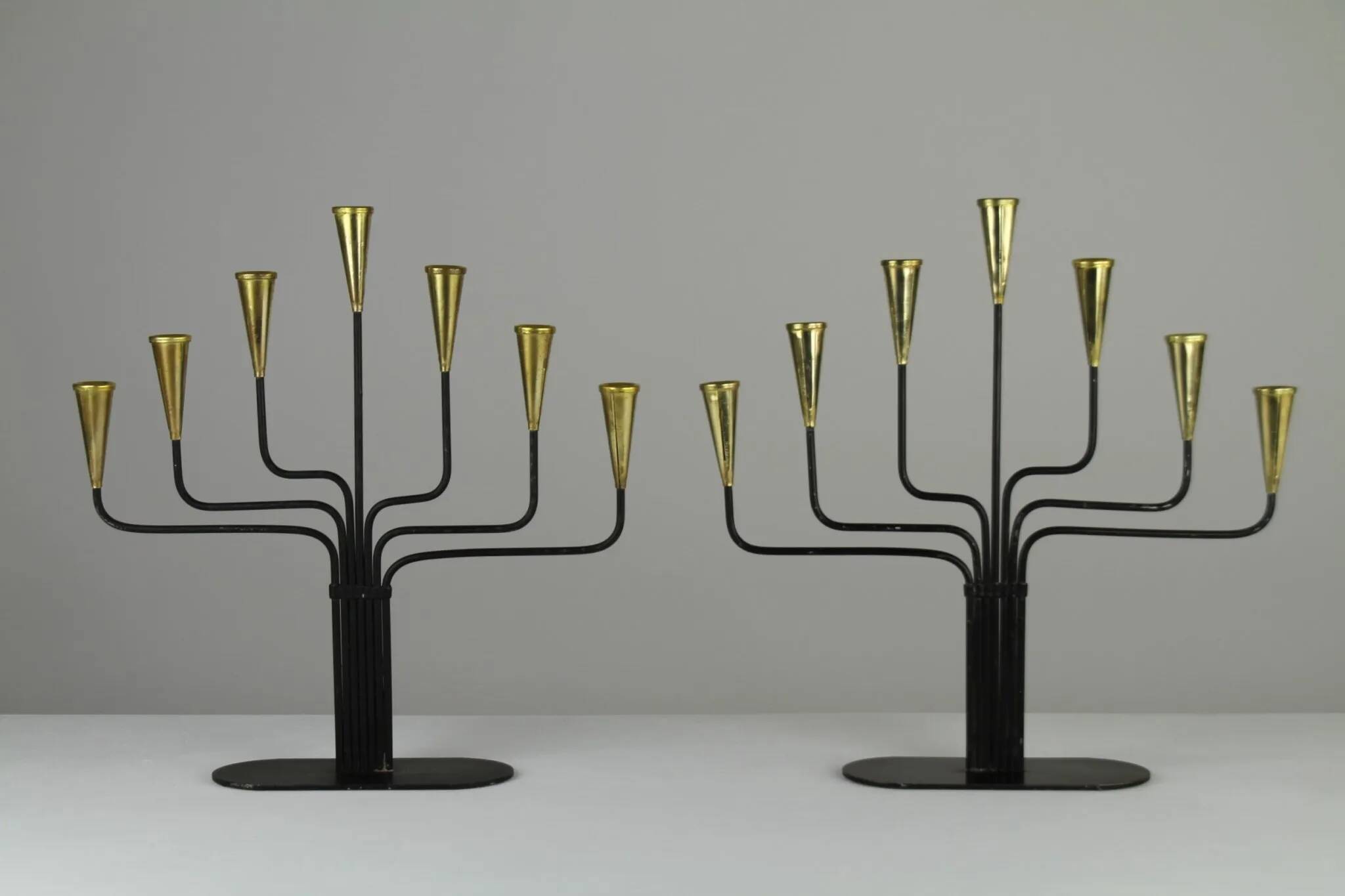 Pair of Seven-Candle Candelabras — Gunnar Ander for Ystad-Metall, Sweden, 1960s