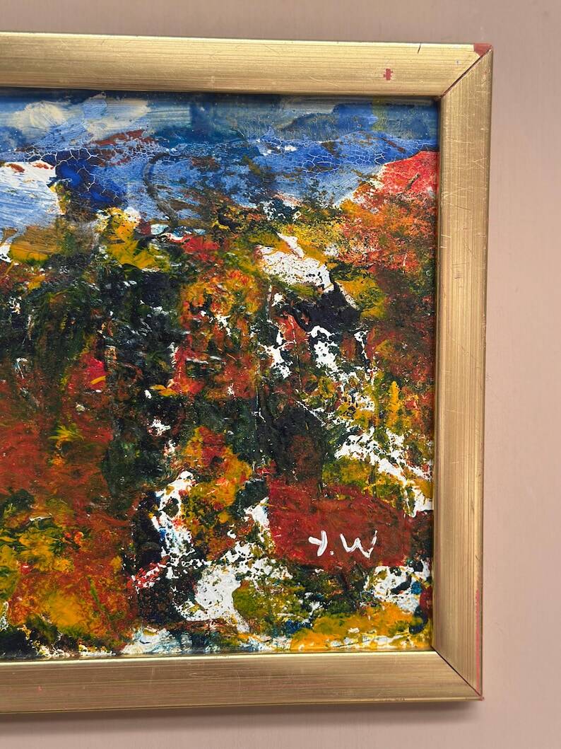 Swedish oil on panel “Folk fran V” by Unknown Artist, Vintage & Framed 27×26cm