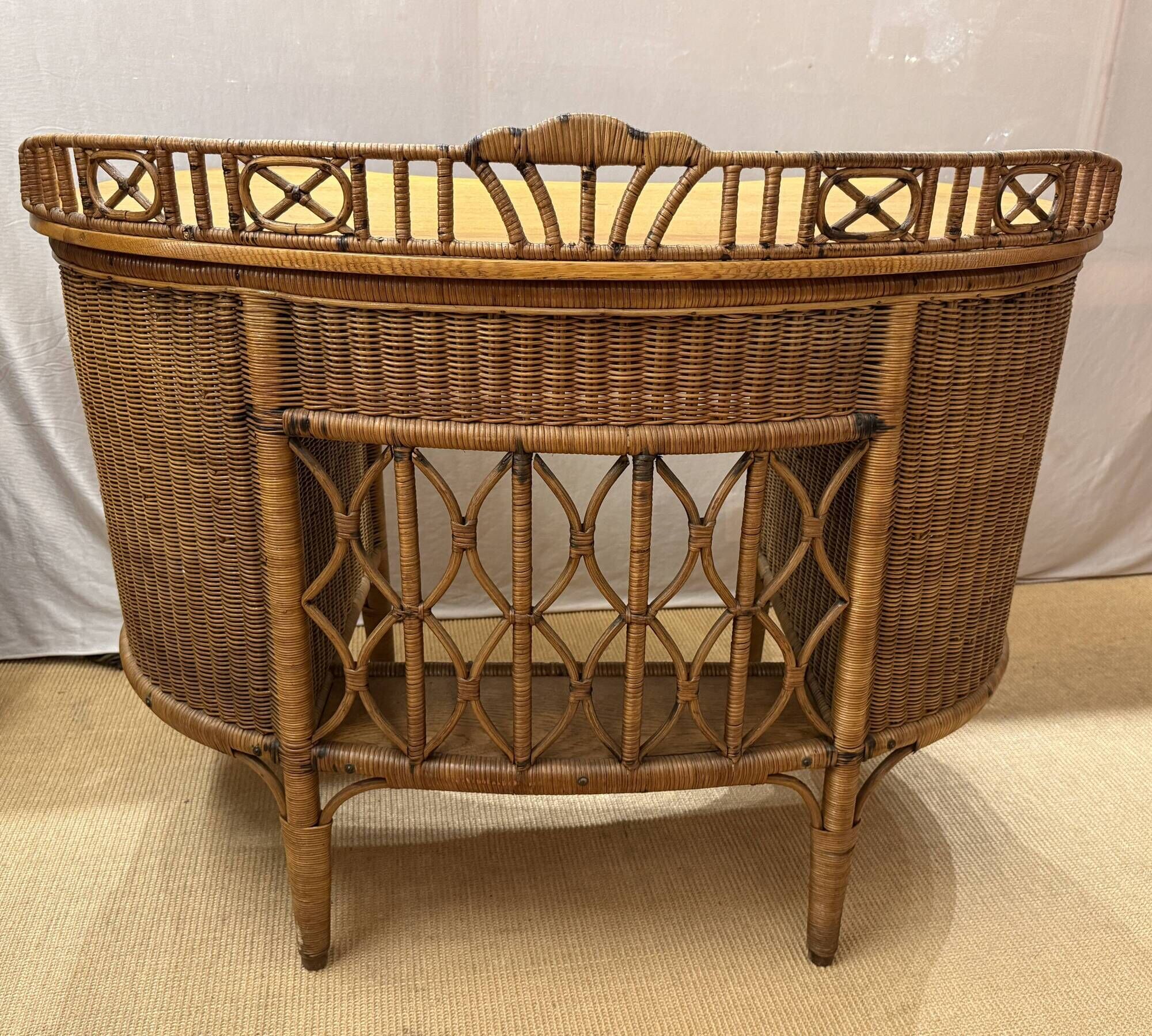 Art Nouveau Ladies' Writing Desk in Oak & Rattan, circa 1910
